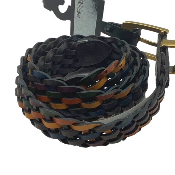 Leather Blend Woven Braided Belt Women XL Multicolor Red Green‎ Blue Western main image 2